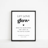 Retro Laat Liefde Glow Stick Dance Floor Trouwbord Poster
