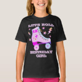 Retro laat Roll Roller Skating Neon Roze T-shirt (Voorkant)