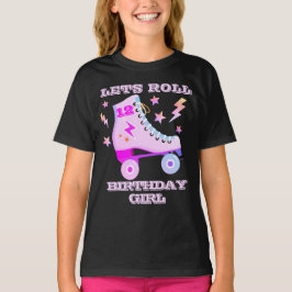 Retro laat Roll Roller Skating Neon Roze T-shirt