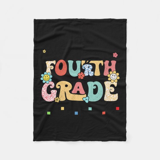 Retro laatste dag van vierde klas Kinder senior 20 Fleece Deken (Voorkant)