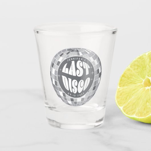 Retro Laatste Disco Bachelorette Weekend Party Fav Shot Glas (Voorkant)