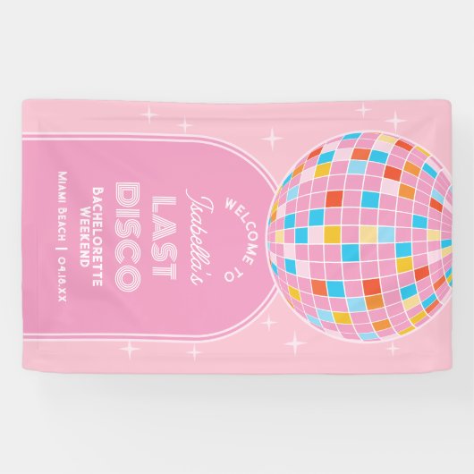 Retro Laatste Disco Bachelorette Weekend Welkom Spandoek (Horizontaal)