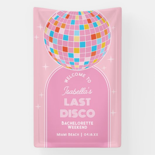 Retro Laatste Disco Bachelorette Weekend Welkom Spandoek (Verticaal)