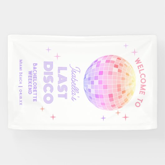 Retro Laatste Disco Bachelorette Weekend Welkom Spandoek (Horizontaal)