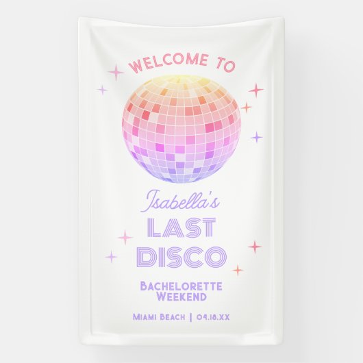 Retro Laatste Disco Bachelorette Weekend Welkom Spandoek (Verticaal)