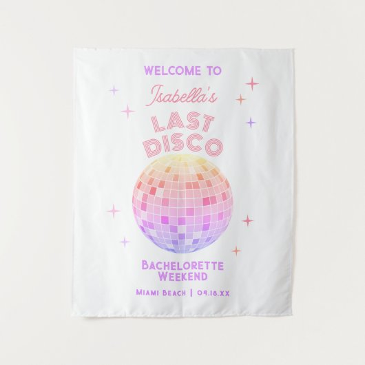 Retro Laatste Disco Bachelorette Weekend Welkom Wandkleed (Voorkant)