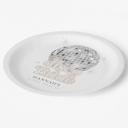 Retro Laatste Disco Bruid Bruidsfeest  Papieren Bordje (Gekanteld)
