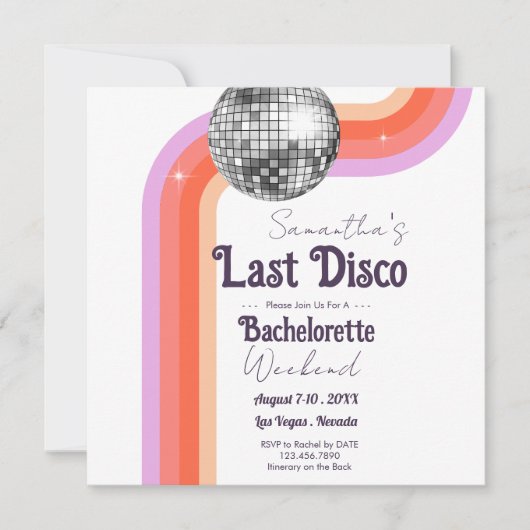 Retro Laatste Disco Meidenavakantie  Save The Date (Voorkant)