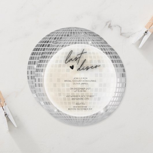 Retro laatste disco vrijgezellenfeest kaart (Voorkant / Achterkant in situ)