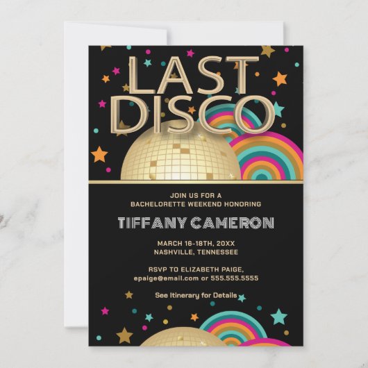 Retro laatste disco vrijgezellenfeest weekend kaart (Voorkant)