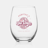 Retro laatste disco vrijgezellenfeest wijnglas zonder voet (Voorkant)