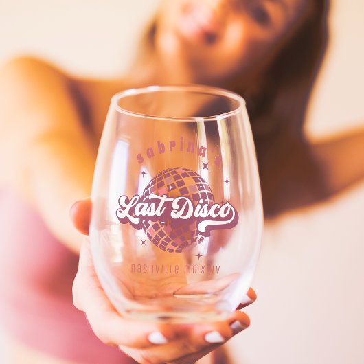 Retro laatste disco vrijgezellenfeest wijnglas zonder voet
