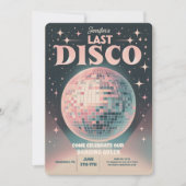 Retro laatste disco vrijgezellenweekend uitnodigin kaart (Voorkant)