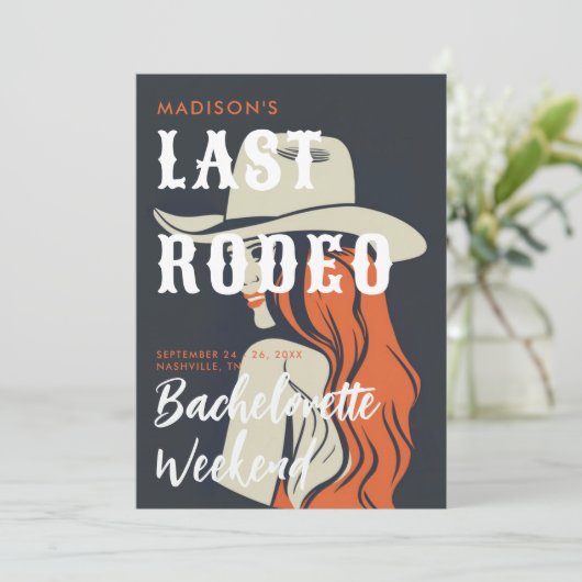 Retro Laatste Rodeo Ink Zwart Route Bachelorette Kaart (Staand voorkant)