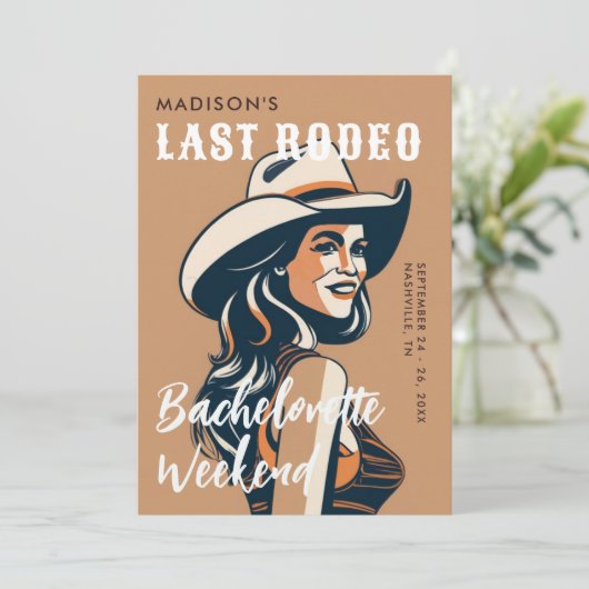 Retro Laatste Rodeo Poster Art Glam Chic Bachelore Kaart (Staand voorkant)