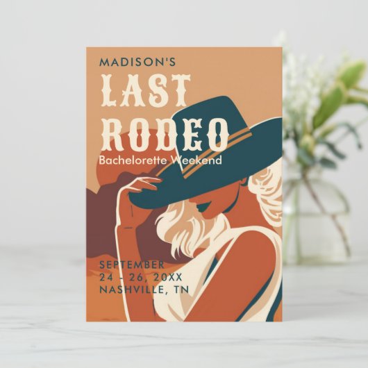 Retro Laatste Rodeo Terracotta Route Bachelorette Kaart (Staand voorkant)