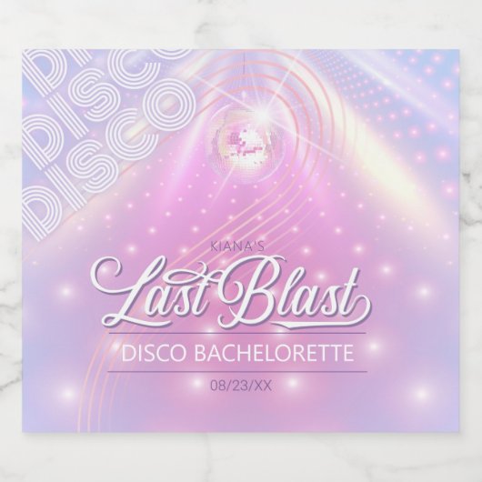Retro Laatste Uitbarsting Disco Bachelorette v2 ID Sparkling Wijnetiket (Enkel label)