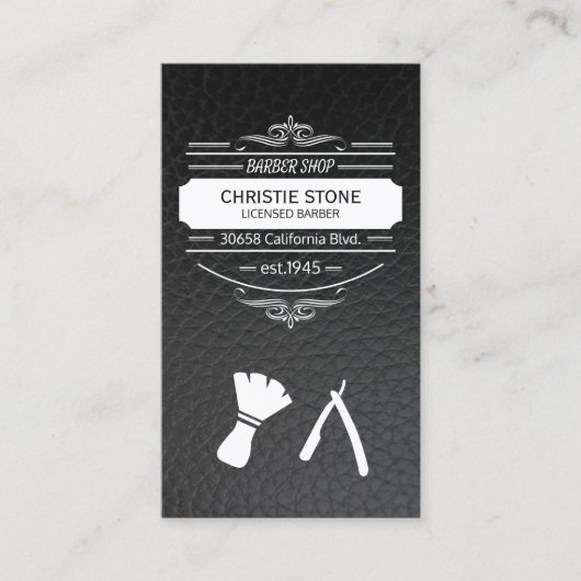 Retro Label Barber Blade en bard Leather (Voorkant)