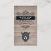 Retro Label Barber Blade en Beard Wood Panel (Voorkant)