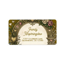 Retro label met gekleurde bloemen 47 + uw tekst