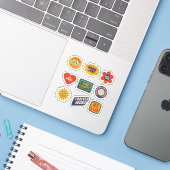 Retro label sticker set (Laptop met iPhone)