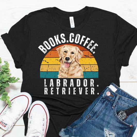 Retro Labrador Dog Books Koffie T-shirt
