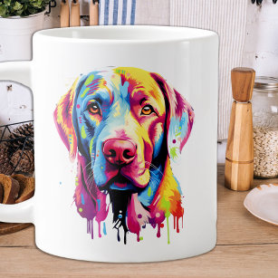 Retro Labrador Retriever Pop Art Kleurrijke Hond Grote Koffiekop