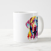 Retro Labrador Retriever Pop Art Kleurrijke Hond Grote Koffiekop (Voorkant rechts)