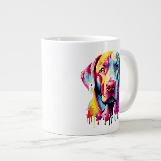 Retro Labrador Retriever Pop Art Kleurrijke Hond Grote Koffiekop (Voorkant rechts)