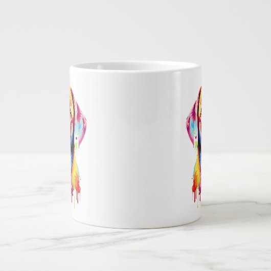 Retro Labrador Retriever Pop Art Kleurrijke Hond Grote Koffiekop (Voorkant)