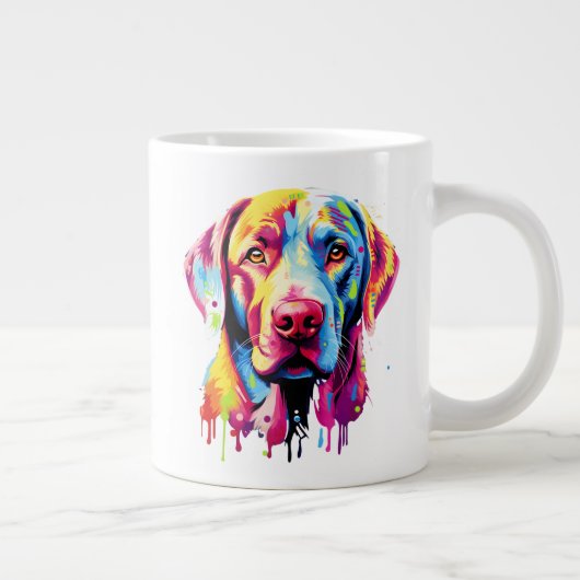 Retro Labrador Retriever Pop Art Kleurrijke Hond Grote Koffiekop (Rechts)