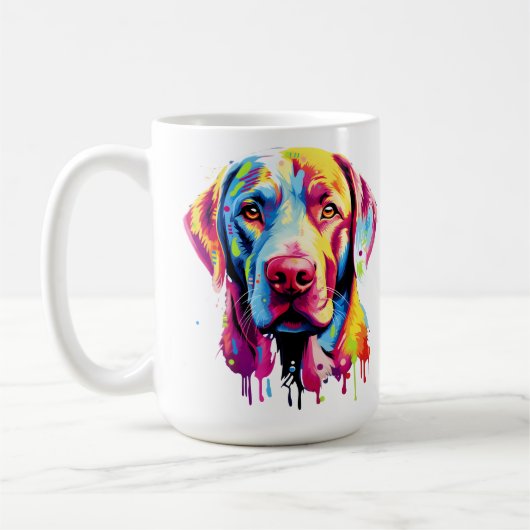 Retro Labrador Retriever Pop Art Kleurrijke Hond Koffiemok (Links)