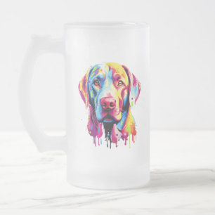 Retro Labrador Retriever Pop Art Kleurrijke Hond Matglas Bierpul