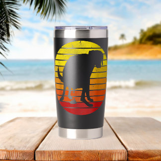  Retro Labrador Sunset Dog Pooping Funny Pe Geïsoleerde Drinkbeker