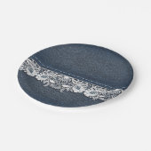 Retro Lace en Denim Texture Papieren Bordje (Gekanteld)