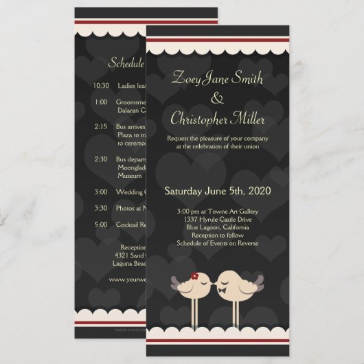 Retro Lacey Tortelduifjes Weddenschap Kaart (Voorkant / Achterkant)