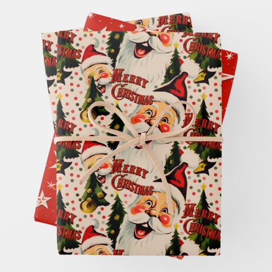 Retro  lachen santas inpakpapier (In situ)