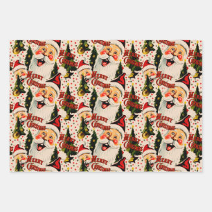 Retro  lachen santas inpakpapier