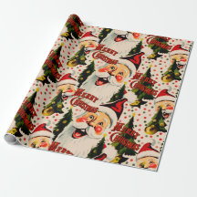 Retro lachen santas inpakpapier