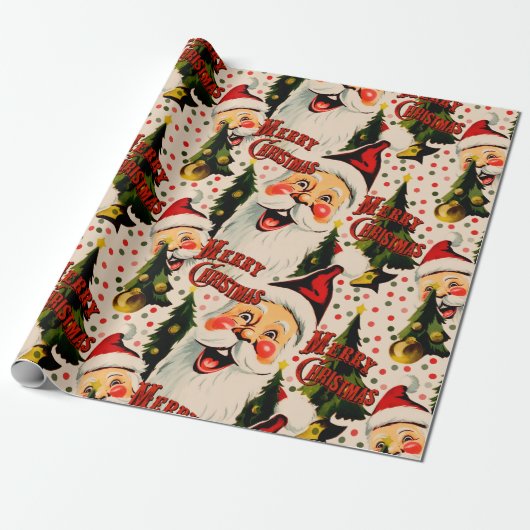 Retro lachen santas inpakpapier (Uitgerold)