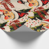 Retro lachen santas inpakpapier (Hoek)