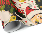 Retro lachen santas inpakpapier (Rol Hoek)