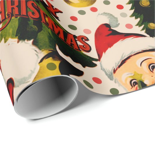 Retro lachen santas inpakpapier (Rol Hoek)