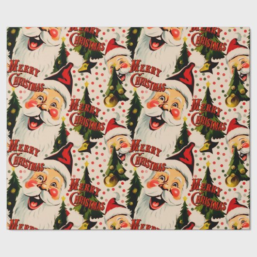 Retro lachen santas inpakpapier (Zoom)