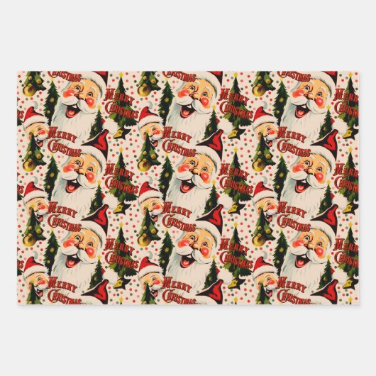 Retro  lachen santas inpakpapier vel (Voorkant)