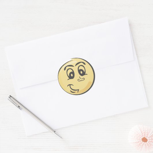 Retro lachende emoji ronde sticker (Envelop)