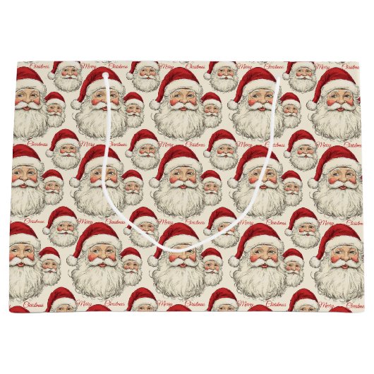 retro lachende kerstman gezicht groot cadeauzakje (Voorkant)