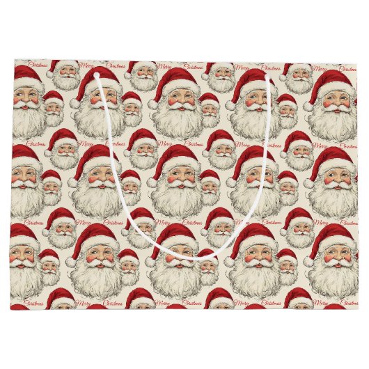  retro lachende kerstman gezicht groot cadeauzakje (Achterkant)