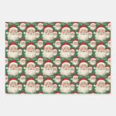 retro lachende kerstman gezicht inpakpapier vel (Voorkant 2)