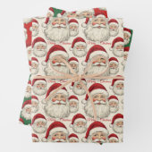 retro lachende kerstman gezicht inpakpapier vel (In situ)